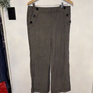 dressbarn  Women's Black Stripped Pants Size 10 Buttons On Sides